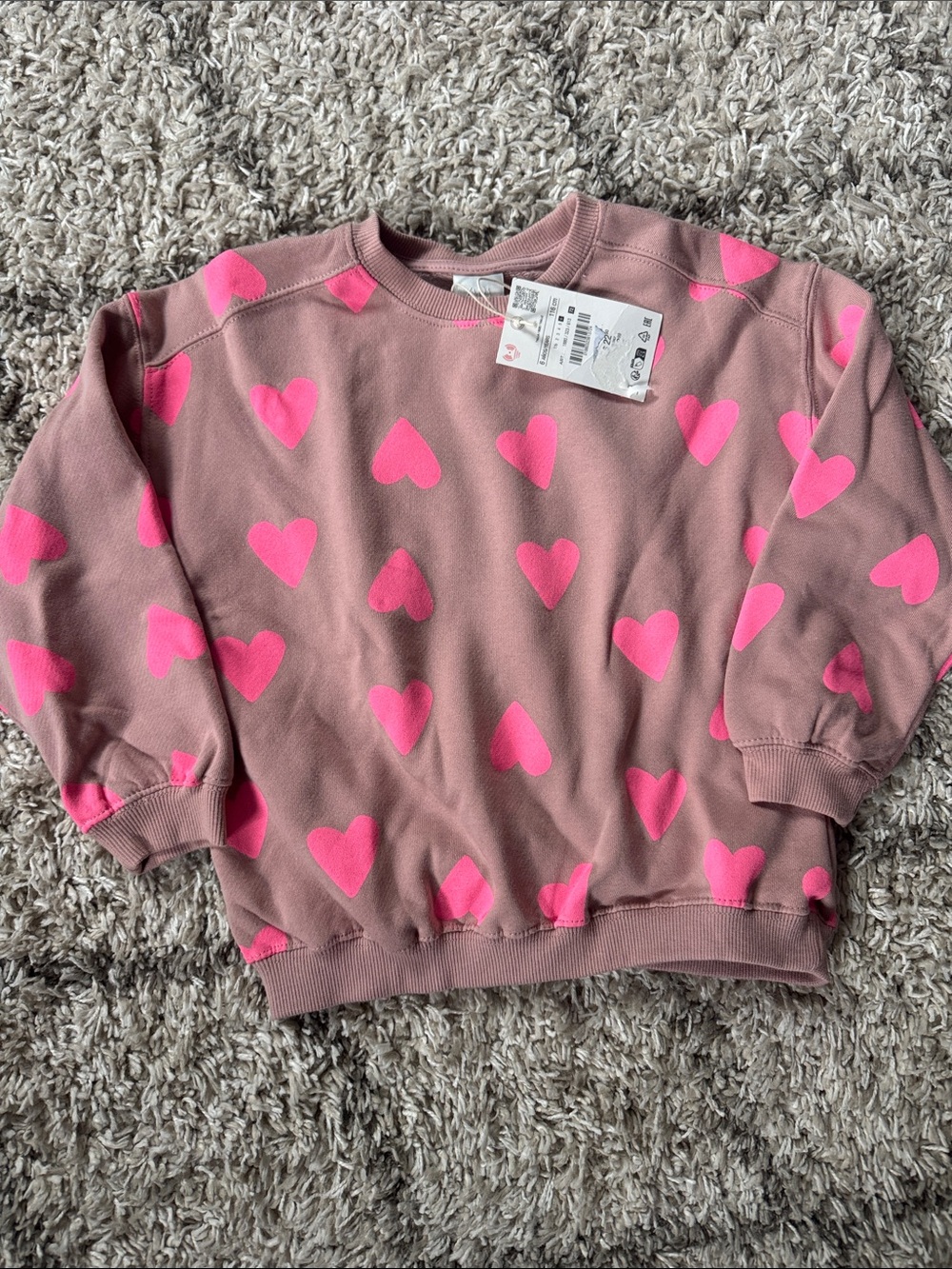 Zara Crewneck Sweatshirt with Hot Pink Hearts